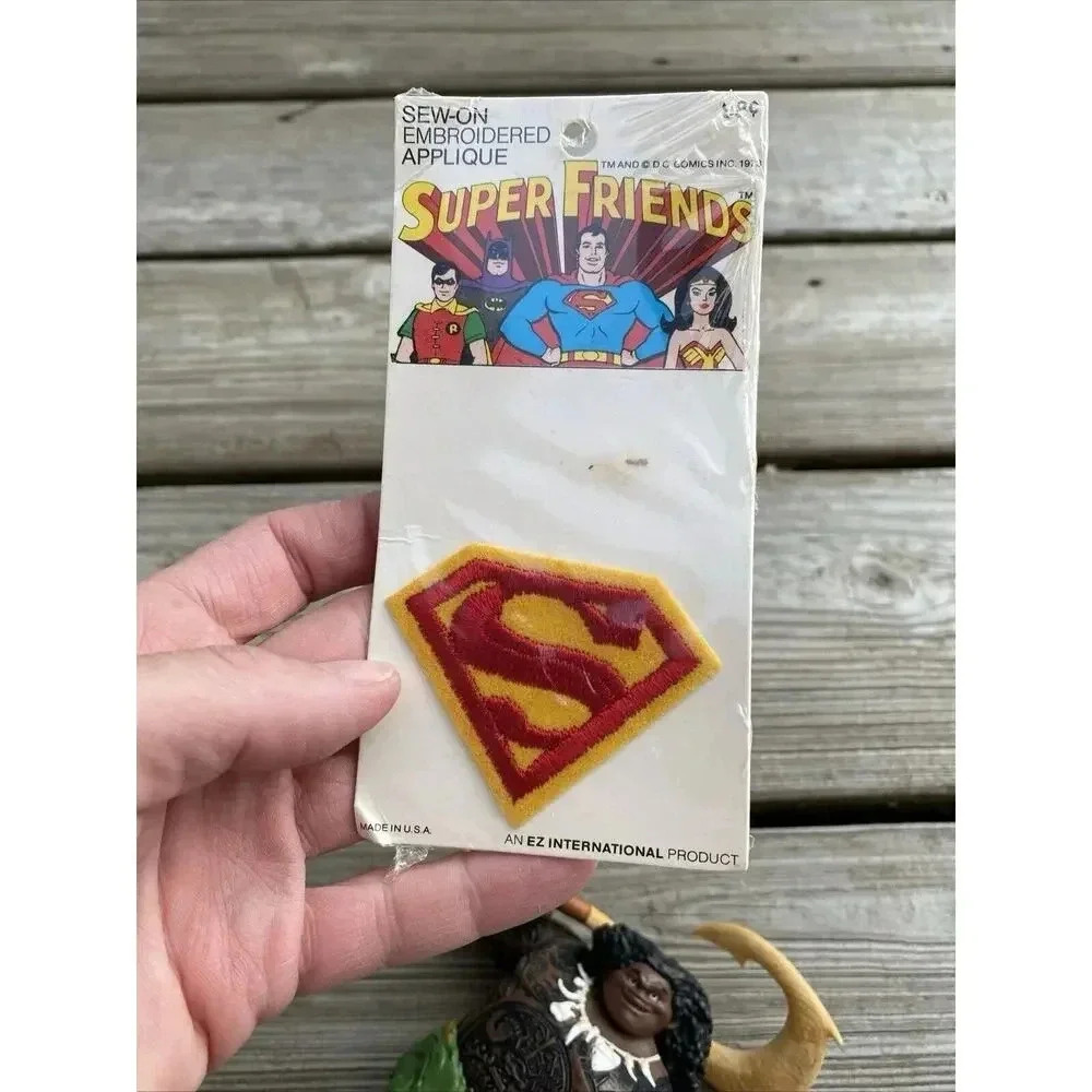 Vintage 1970s Superman Logo Embroidered Sew On Hat Jacket Patch DC Comics USA - Picture 5 of 5